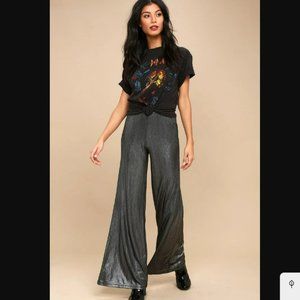 Jack by BB Dakota Metallic Gunmetal Wide-Leg Pants